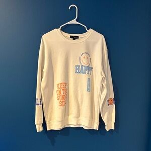 Happy Cream Sweater by Good Vibes